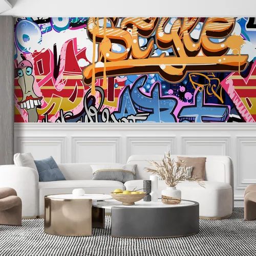 Vista 123 de SIGNFORD - Papel tapiz de colorido diseño de graffiti, removible para dormitorio o sala de estar, 66 x 96 pulgadas Graffiti1-2001-y09