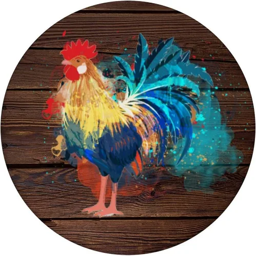 Vista 3 de Pintura para salpicaduras de pollo Art Rooster, aspecto de madera de granja – PopSockets Grip y soporte para teléfonos y tabletas