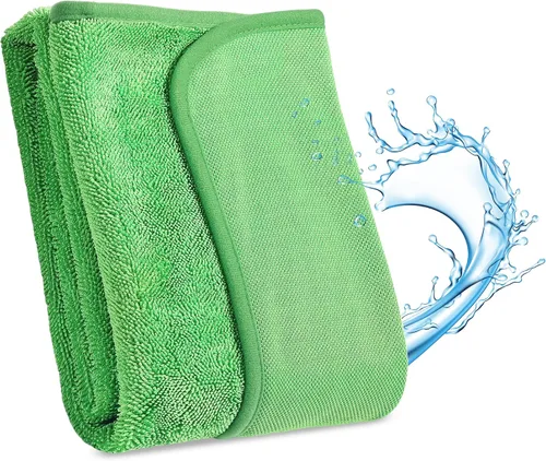 Vista 46 de JOYMOOP Paños de limpieza de microfibra, paquete de 18, 10 x 10 pulgadas, color azul, reutilizables, sin pelusas, súper absorbentes, para limpieza