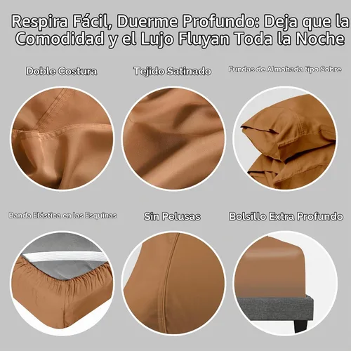 Vista 4 de Juego de sábanas de 100 % viscosa de bambú, tamaño Queen, súper suave, 4 piezas refrescantes para personas que duermen con calor, absorción