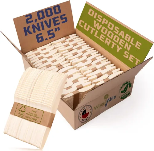 Vista 16 de Juego de cubiertos de madera desechables – 100% compostable para el hogar – 100 tenedores de 6.5 pulgadas, utensilios de bambú alternativos