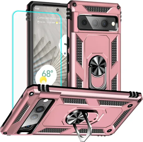 Vista 25 de Yiakeng Funda para Google Pixel 7: con protector de pantalla, fundas protectoras de grado militar con soporte de anillo de dedo para Pixel 7