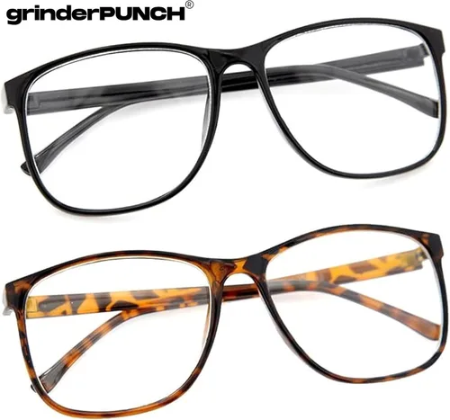Vista 9 de grinderPUNCH anteojos claros con marco de plástico, finos, para estudiosos. 2 PACK SAVER