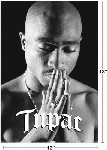 Vista 3 de Póster de Tupac Orando - Arte de pared de 2Pac del hip hop de los 90 con rapero de 12x18