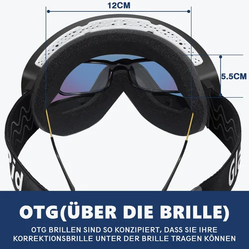 Vista 2 de OTG Ski Goggles PRO, Frameless 100% UV Protection Anti Fog Ski Goggles Men, Snowboard Goggles Men/Women/Adult/Youth