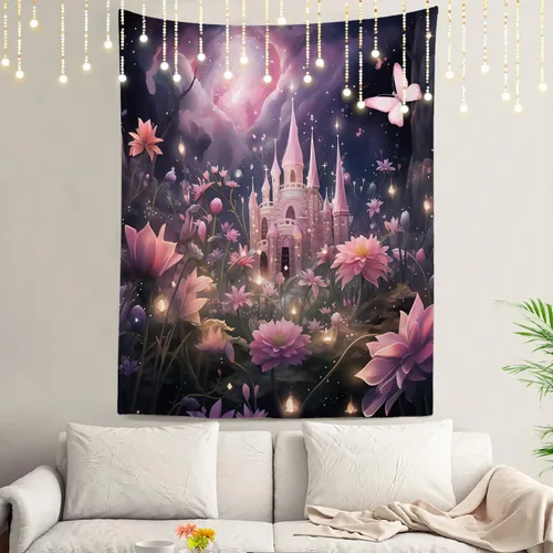 Vista 81 de Shrahala Tapiz de pared de hojas de arce otoñal, hojas rojas sin costuras sobre negro para colgar en la pared, tapiz grande decorativo de fibra