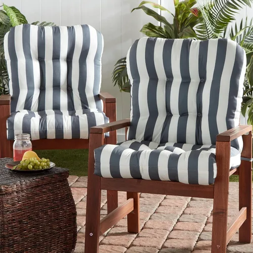 Vista 103 de Greendale Home Fashions Juego de 2 cojines de asiento y respaldo para exteriores, diseño Adobe Stripe 2