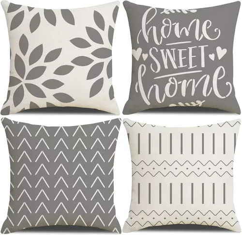 Vista 20 de Juego de 4 fundas de almohada cuadradas de 20 x 20 pulgadas, fundas de almohada cuadradas de 20 x 20 pulgadas, fundas de almohada bohemias y Negro