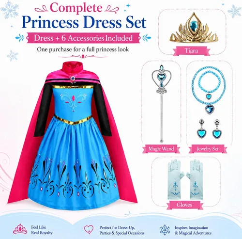 Vista 2 de Vestido de coronación Elsa, disfraz de Elsa para niñas, vestido de Elsa para niñas, cosplay, fiesta de cumpleaños, Halloween