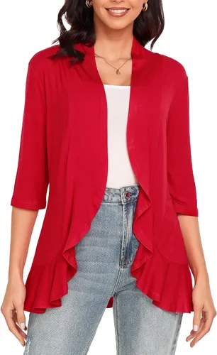 Vista 10 de Argstar Cárdigan de manga 3/4 para mujer (S-3XL), casual, ligero Negro