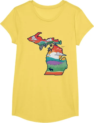 Vista 48 de Michigan Outside - Camiseta con ilustración artística