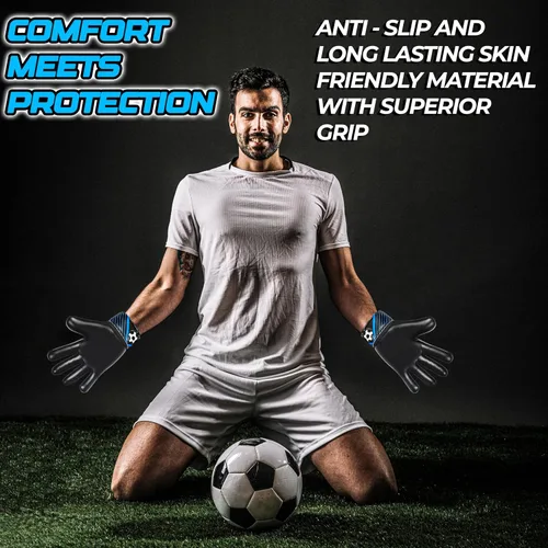 Vista 7 de Guantes de portero de fútbol para niños, guantes de portero para jóvenes niños y niñas con palma de látex de 4MM, antideslizantes, protección doble