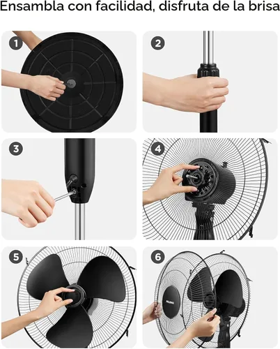 Vista 8 de PELONIS Ventilador de pedestal oscilante ajustable de 16" con control Negro