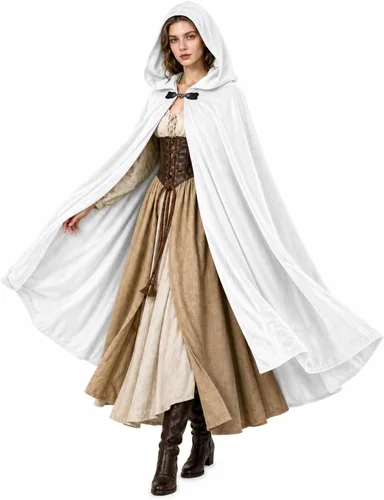 Vista 9 de JPXH Capa medieval con capucha renacentista para hombres y mujeres, disfraz de Halloween Negro