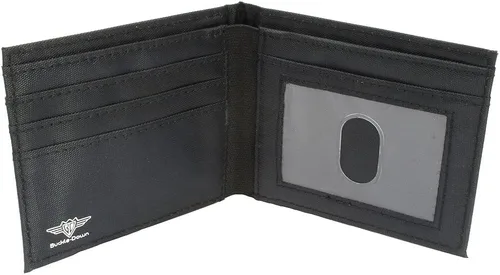 Vista 3 de Buckle-Down Billetera de lona Bi-fold-The Joker Jajajaja Primer plano Pose Bla