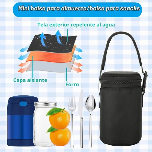 Vista 5 de Cosmos Mini bolsa de transporte para tarros de comida, mini bolsa de almuerzo compatible con termo de 10 onzas, se adapta también a tarros Mason Jar