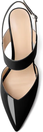Vista 3 de Soireelady Sandalias de cuña de tacón alto con puntera puntiaguda para mujer, sandalias de cuña con hebilla y diseño recortado, zapatos de cuña