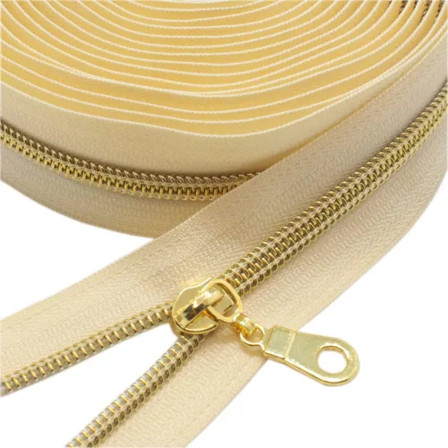 Vista 18 de YaHoGa #5 Cremalleras metálicas de nailon color latón antiguo de The Yard Bulk Cinta beige de 10 yardas con 25 unidades de tiradores para costura