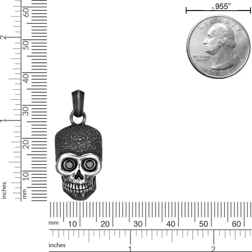 Vista 5 de Metro Jewelry Collar con colgante de calavera chapada en iones de diamante negro para hombres en acero inoxidable de 24 pulgadas con cadena redonda