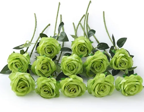 Vista 20 de Laelfe 12 PCS Flores Artificiales Rosas Negras, Flores de Seda Falsas de Tallo Largo Rosa Artificial para Decoraciones de Halloween Hogar Boda Negro