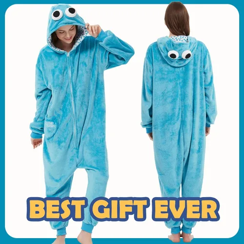 Vista 2 de SWEETXIN Pijama unisex para adultos, disfraz de Halloween, Navidad, cosplay para mujeres y hombres