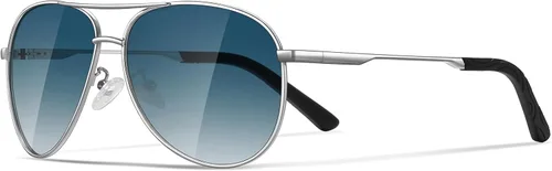 Vista 29 de Gafas de sol polarizadas aviador para hombre y mujer Marco A1-Negro Lente Gris
