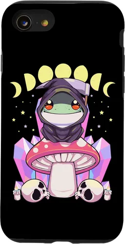 Vista 13 de Funda para iPhone 15 Pastel Goth Kawaii Mushroom Moon Phase Grim Reaper Frog Case