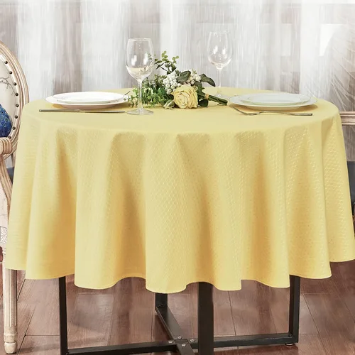 Vista 29 de Mantel redondo de poliéster resistente al agua y las manchas, lavable, mantel de tela para mesa de cocina y comedor