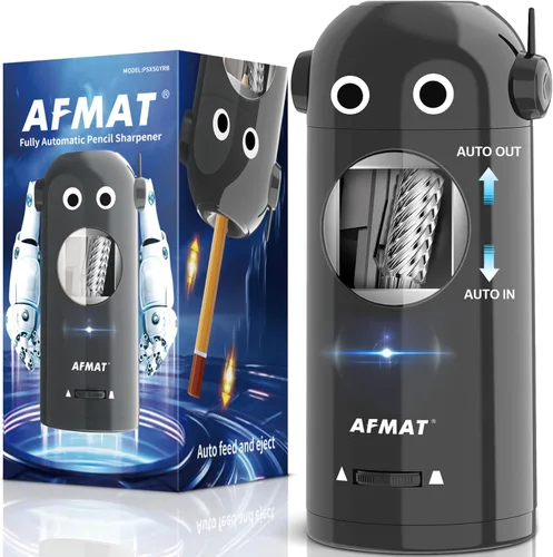 Vista 7 de AFMAT - Sacapuntas eléctrico para lápices de colores 7-11.5mm, sacapuntas robot totalmente automático, entrada y salida automática, recargable sin