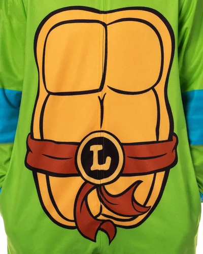 Vista 4 de INTIMO Disfraz de tortuga ninja con capucha para hombre, pijama de dormir para adultos Leonardo