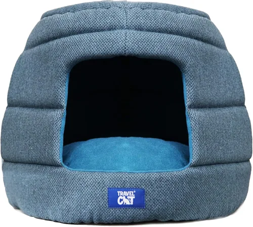 Vista 3 de Travel Cat Meowbile - Casa para gatos de interior, 25 x 18 x 17 pulgadas, cama y cueva para gatos convertible y duradera de alta calidad