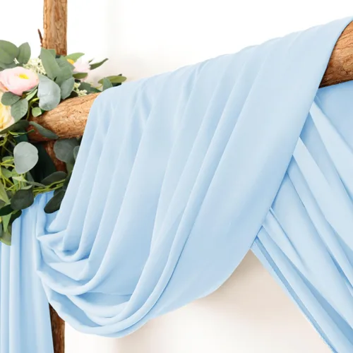 Vista 2 de LINXTAR 1 panel de tela para arco de boda, 1 panel de 30 x 18 pies, cortina de arco de gasa transparente azul bebé para cabina de fotos, despedida