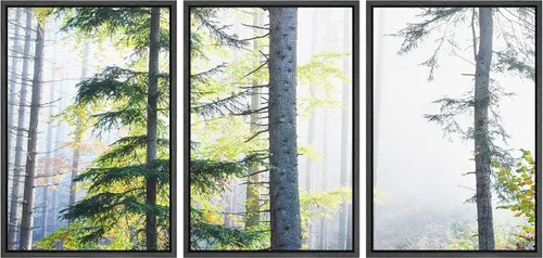 Vista 128 de NWT Lienzo enmarcado para pared, juego de arte en acuarela pastel, bosque de montaña oscura, naturaleza silvestre, ilustraciones de arte moderno