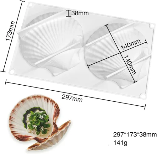 Vista 3 de mostsom Molde de silicona para hornear Big Sea Shell para hornear 3D Bakeware Molde de chocolate Molde de magdalenas Pan Pastel DIY Muffin