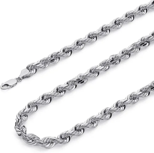 Vista 13 de Collar de cadena de cuerda de corte de diamante de 14 quilates con corte de diamante macizo de 0.157 in, 0.118 in, 0.098 in, 0.079 in, 0.059 in