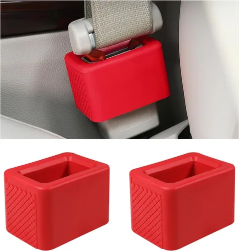 Vista 8 de Yourkar 2 piezas de soporte para hebilla de cinturón de seguridad, refuerzo de hebilla de cinturón de seguridad de silicona antideslizante para Negro