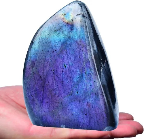 Vista 13 de Roca de Labradorita Pequeña Lámina de Labradorita Azul Pulida Piedra de Cristal de Sanación en Bloque para Meditación Regalo Decoración del Hogar