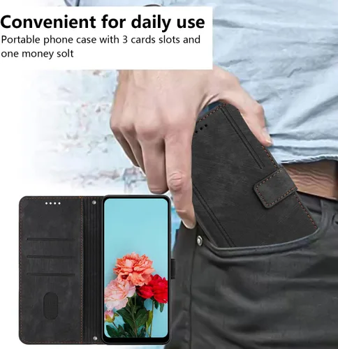 Vista 7 de Funda para teléfono compatible con Tecno Spark Go 1 4G/Spark Go (2025), compatible con Tecno Pop 9 4G, ranura magnética para tarjetas, piel