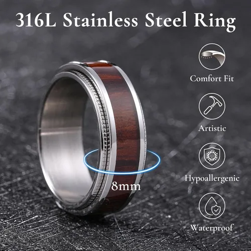 Vista 89 de King Will Anillo giratorio de acero inoxidable 316L para hombres y mujeres, 0.315 in de dragón/nudo celta, anillo para ansiedad para aliviar