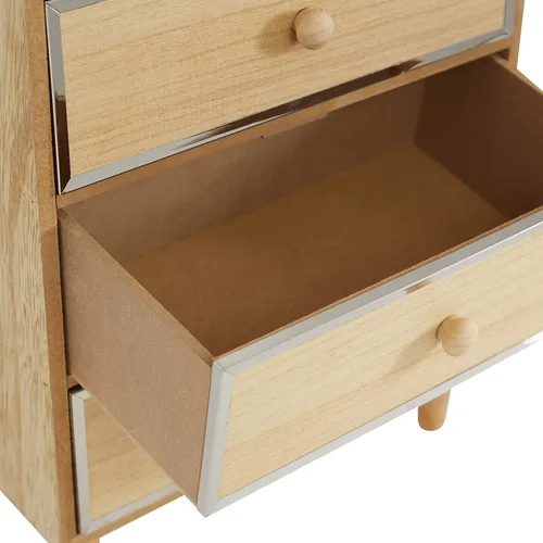 Vista 6 de Deco 79 Joyero de madera con 3 cajones, 10 x 7 x 13 pulgadas, marrón claro
