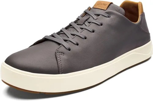 Vista 9 de OluKai Lae'ahi Li 'ILI - Tenis de vestir de cuero impermeables para hombre Blanco claro/blanco claro