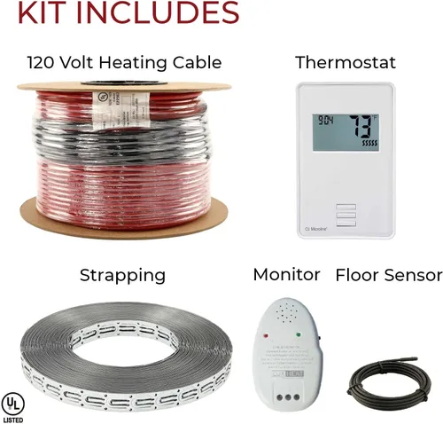 Vista 9 de LuxHeat Kit de cable de calefacción de suelo de 10 pies cuadrados - Sistema de calefacción por suelo radiante de 120 V - Sistema de suelo