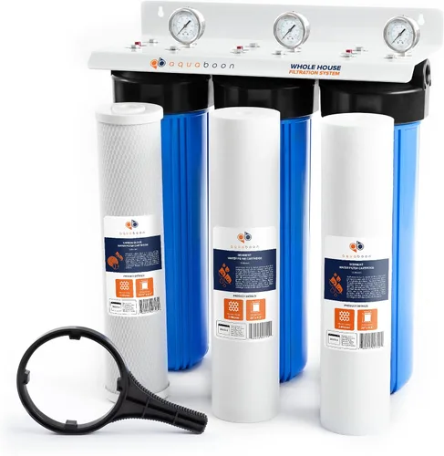 Vista 11 de Aquaboon Sistema de filtro de agua de 3 etapas para toda la casa, filtros de polipropileno y sedimentos para heridas de cuerda para agua de pozo