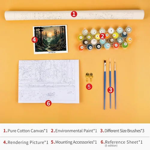 Vista 3 de TUMOVO Pintura por números para adultos, lienzo de paisaje forestal, kits de pintura por números, kits de pintura por números, pintura para adultos