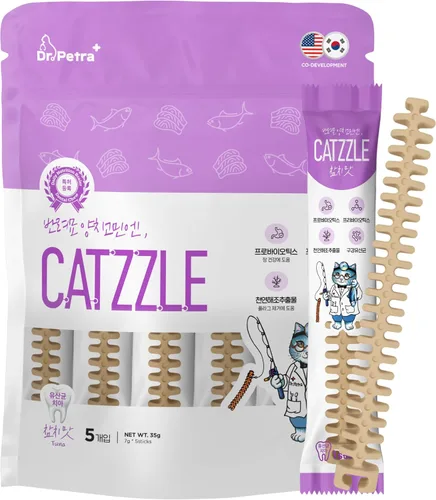 Vista 10 de CATZZLE Golosinas para gatos, masticables dentales para gatos de interior, limpieza de dientes de gato, aperitivos para el cuidado dental – control