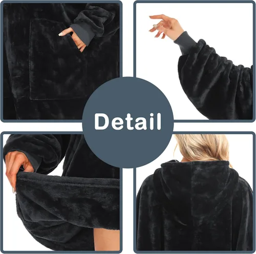 Vista 3 de Kipswiza Blanket Hoodie - Wearable Blankets Oversized Cozy Flannel Sweatshirt Blanket as Gifts for Adult Women Men