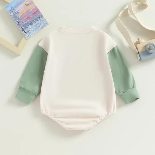 Vista 3 de Mameluco de verano para bebé niño, trajes de mameluco de bloque de color, lindo overol de 3, 6, 12, 18 meses