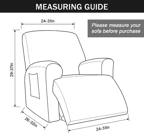 Vista 6 de CONRUSER Fundas elásticas para sillas reclinables, funda suave de 4 piezas, funda gruesa para sofá individual, funda de jacquard con bolsillo