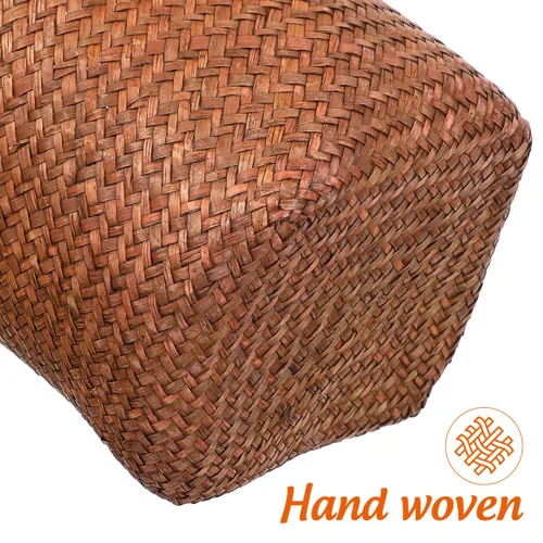 Vista 6 de FOMIYES Papelera tejida con pajilla, de mimbre, para el hogar, oficina, dormitorio, 9.4 pulgadas