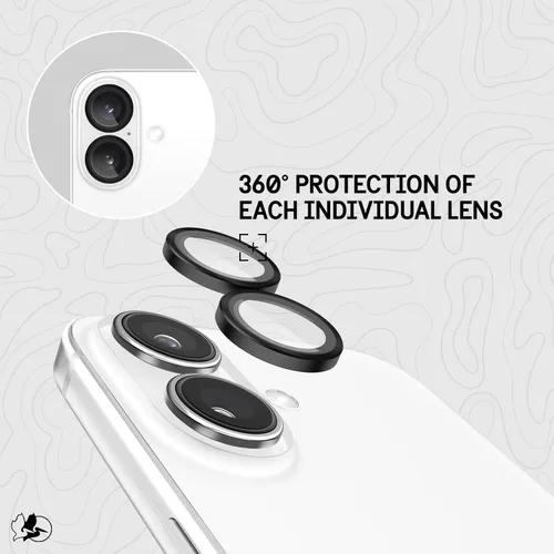 Vista 5 de Pelican Protector de lente de cámara con anillos de aluminio para iPhone 16 / iPhone 16 Plus - Vidrio templado 9H - Resistente a los arañazos